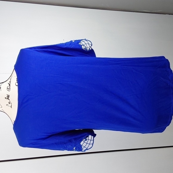 Cable & Gauge- Womens Royal Blue Top Lazer Cut Sleeves Stunning Bright Blue Sz.L - Picture 5 of 7
